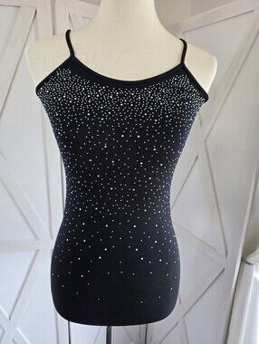 Black Rhinestone Spaghetti Strap Tank